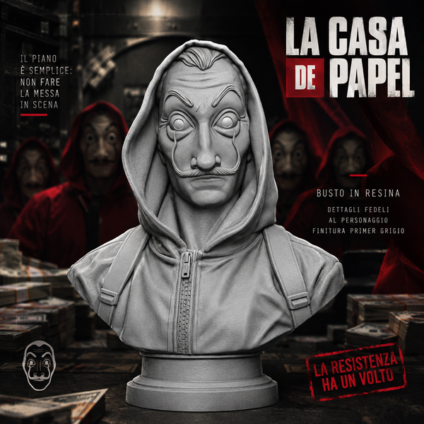 Busto Dalí Fan Art – Iconica con Cappuccio