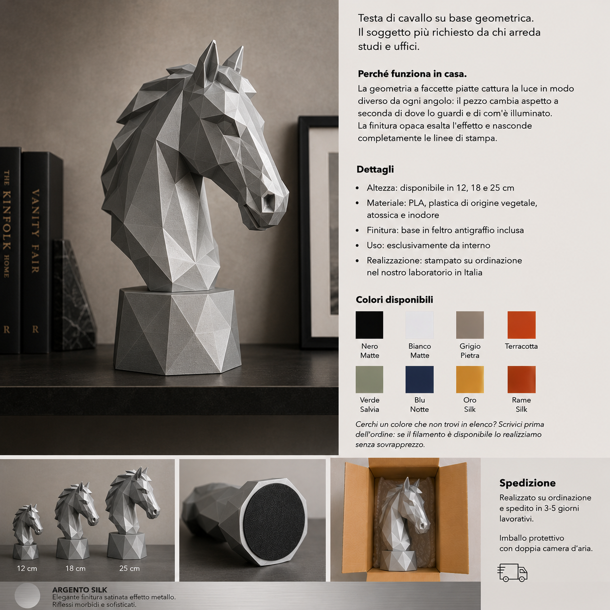 Cavallo Low Poly – Scultura Geometrica da Arredo
