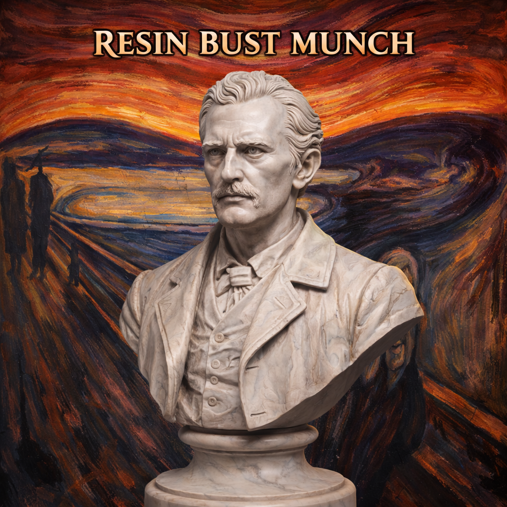 Edvard Munch – Busto in Resina o PLA Effetto Marmo