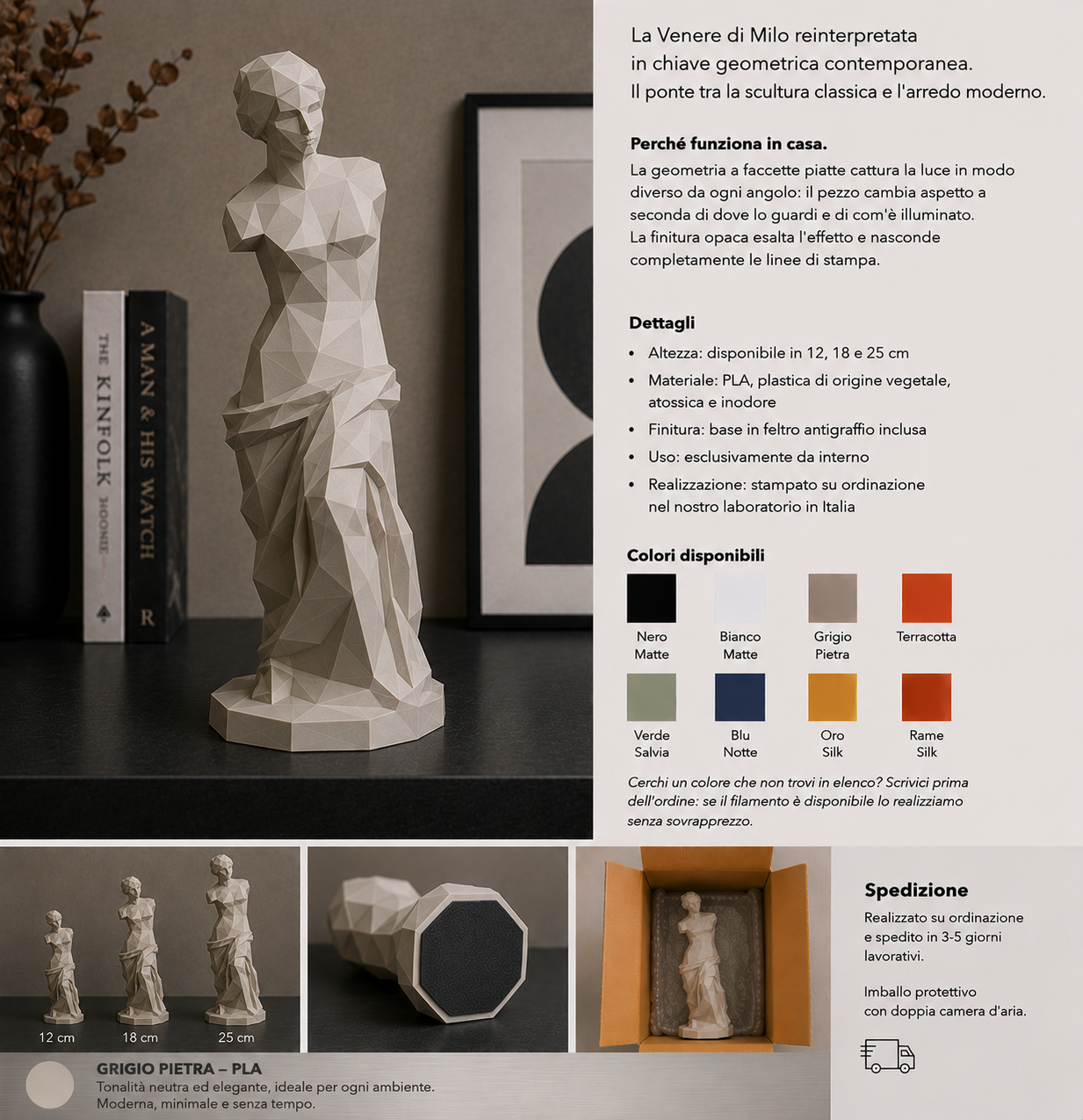 Venere di Milo Low Poly – Scultura Geometrica