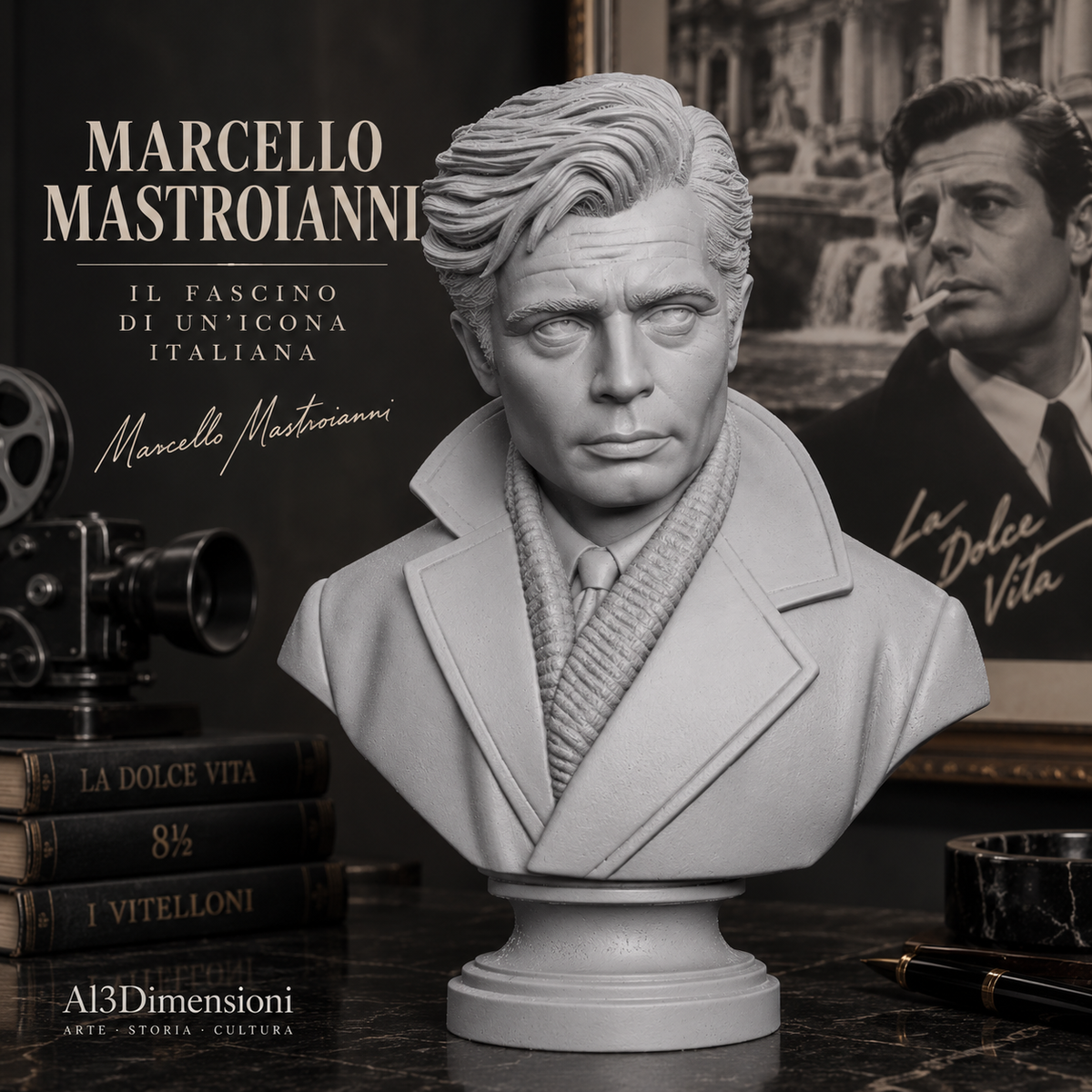 Busto Marcello Mastroianni – Icona del Cinema Italiano