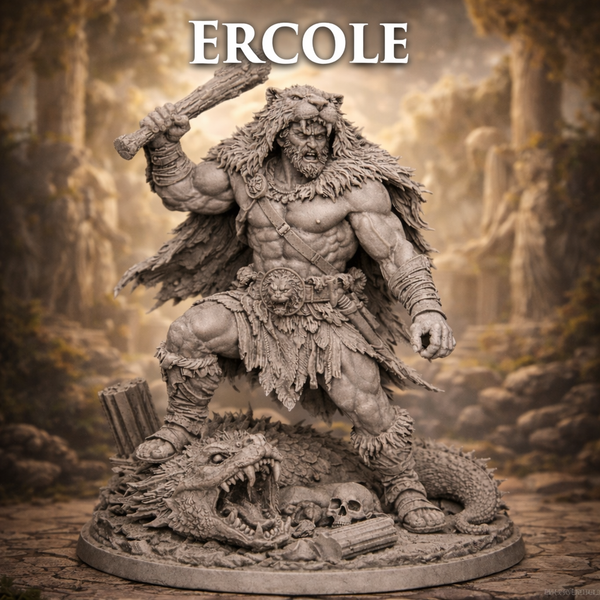 Ercole, Distruttore di Mostri – Miniatura in Resina Prime Grigio da Collezione ⚔️🦁
