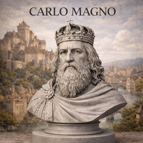 Busto Carlo Magno in Resina – Finitura Primer Grigio
