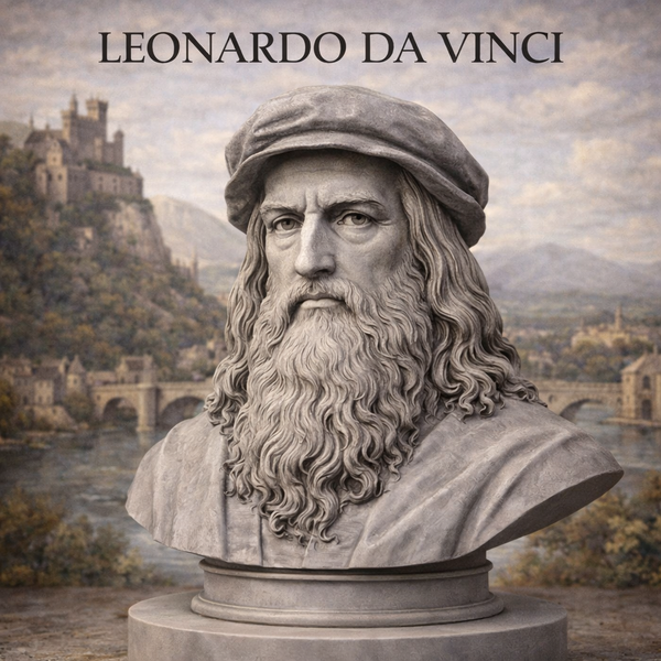 Busto Leonardo Da Vinci in Resina – Finitura Primer Grigio