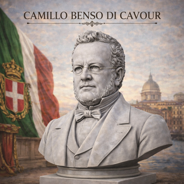 Busto Camillo Benso di Cavour in Resina – Finitura Primer Grigio