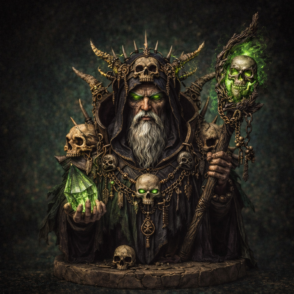 🔮Necromancer Lord – Herr der Toten | Fantasy-Harzbüste – Eldor Miniatures