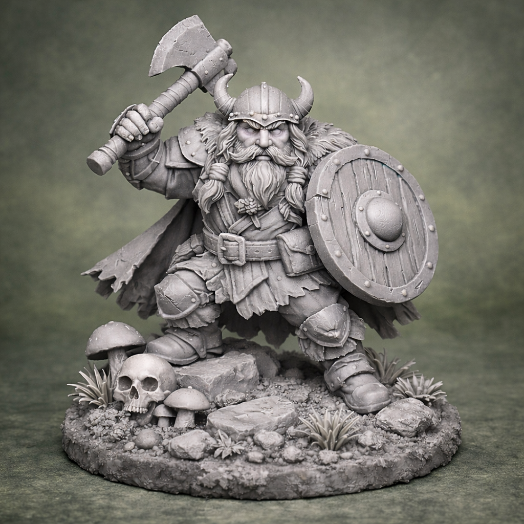 Dwarf Warrior – Miniatura Fantasy 32mm in Resina