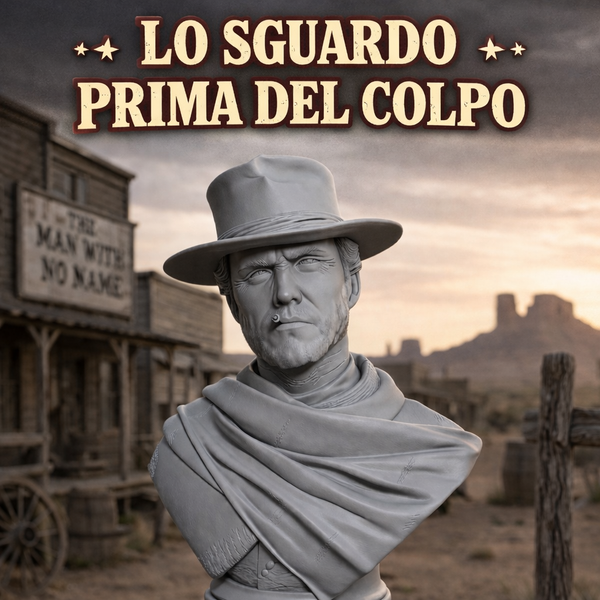 Busto Western “Lo Sguardo Prima del Colpo” – Stile Clint Eastwood | Decorazione Cowboy Vintage