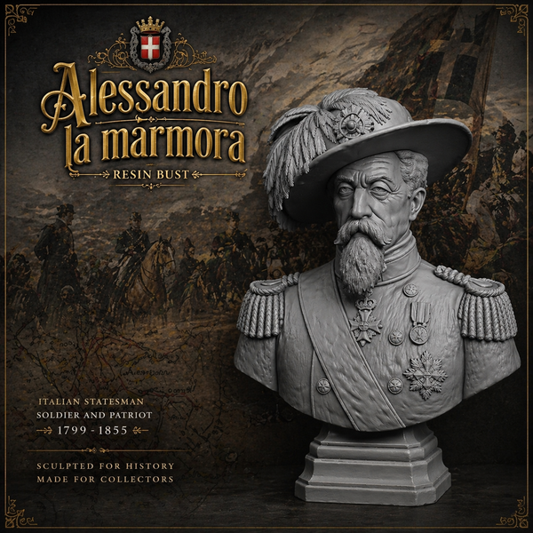 Alessandro La Marmora - Busto in resina alta definizione