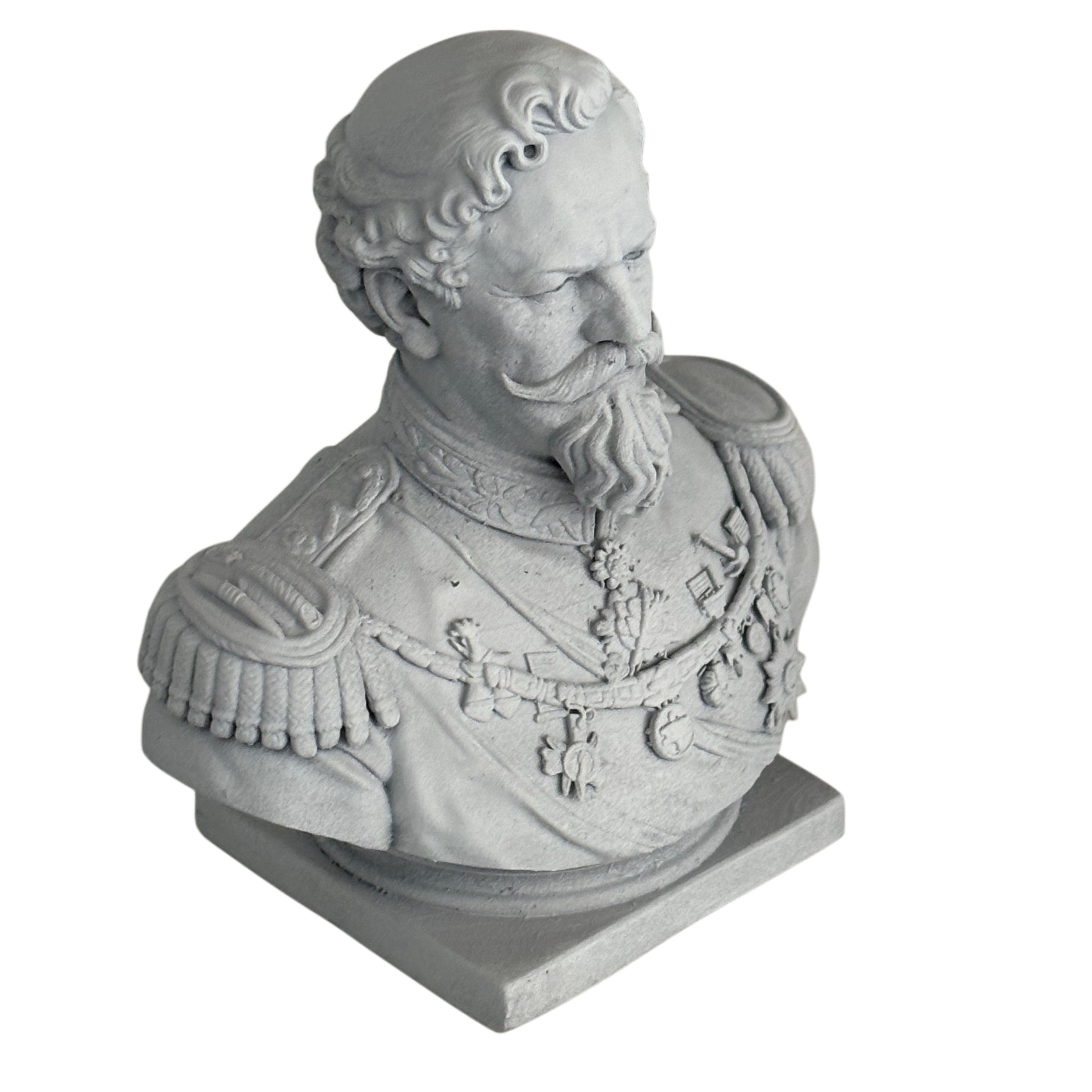 Busto Vittorio Emanuele II – Resina o PLA Effetto Marmo
