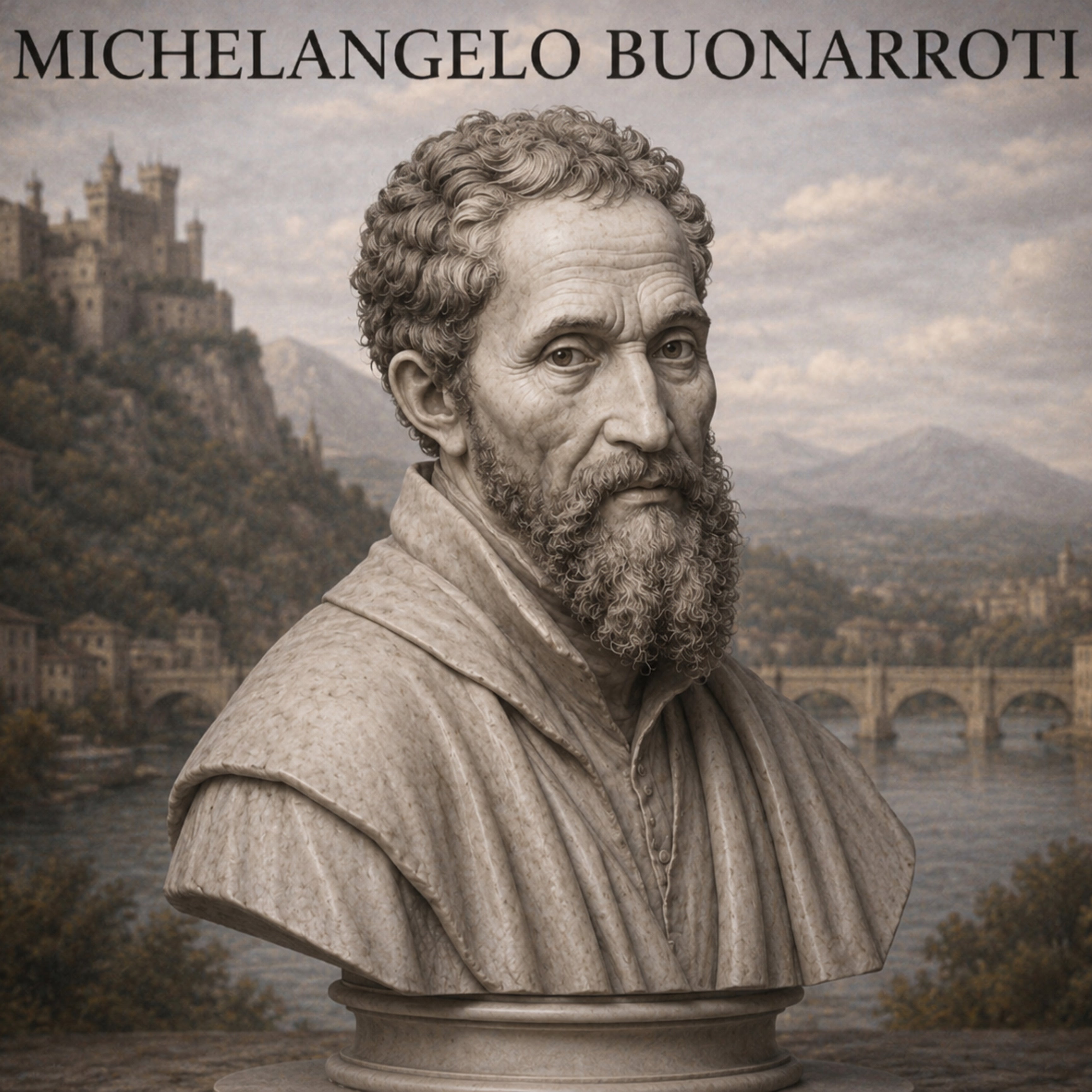 Busto Michelangelo Buonarroti – Resina o PLA Effetto Marmo