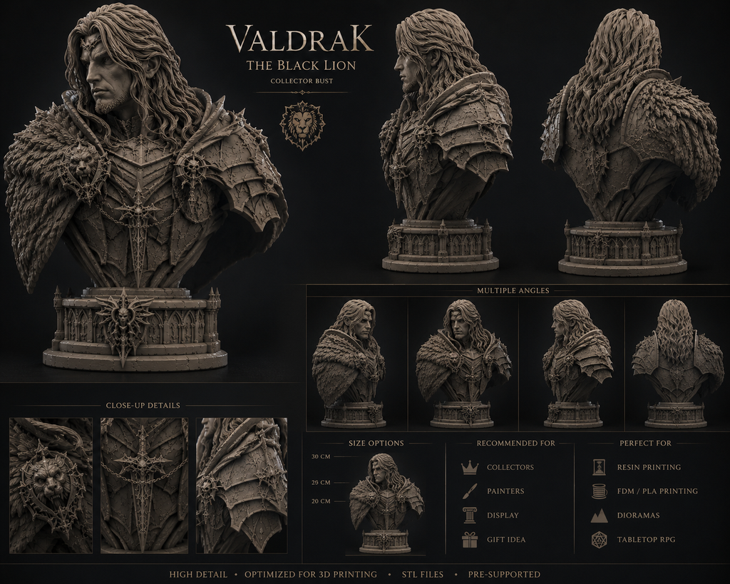 Valdrak – The Black Lion | Busto Dark Fantasy Premium