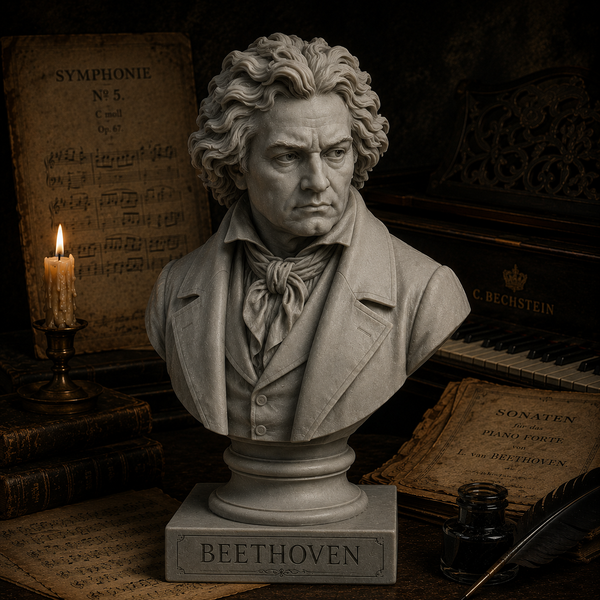 Busto Ludwig van Beethoven  – Alta Definizione – Scolpito per te in Resina o PLA Effetto Marmo