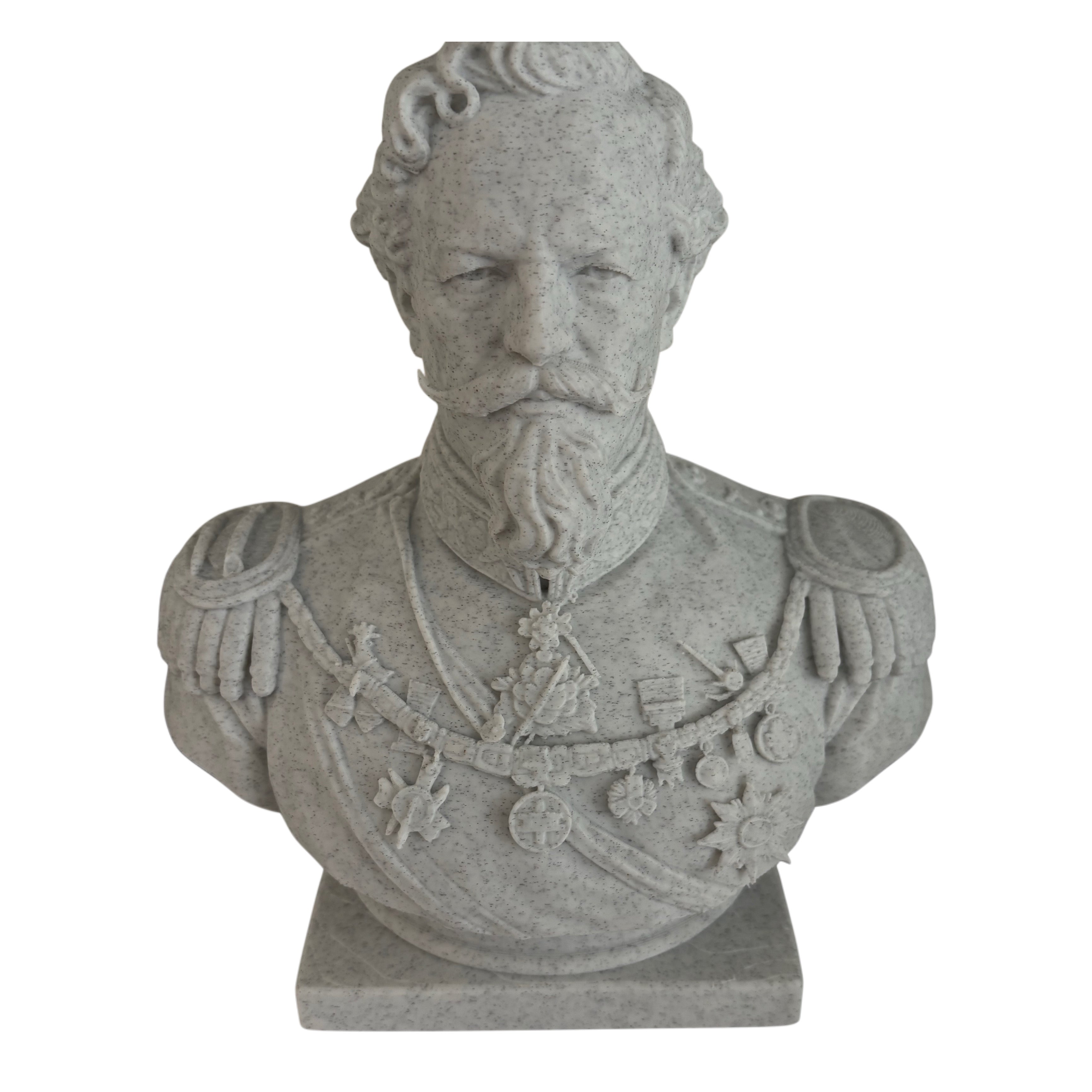 Busto Vittorio Emanuele II – Resina o PLA Effetto Marmo