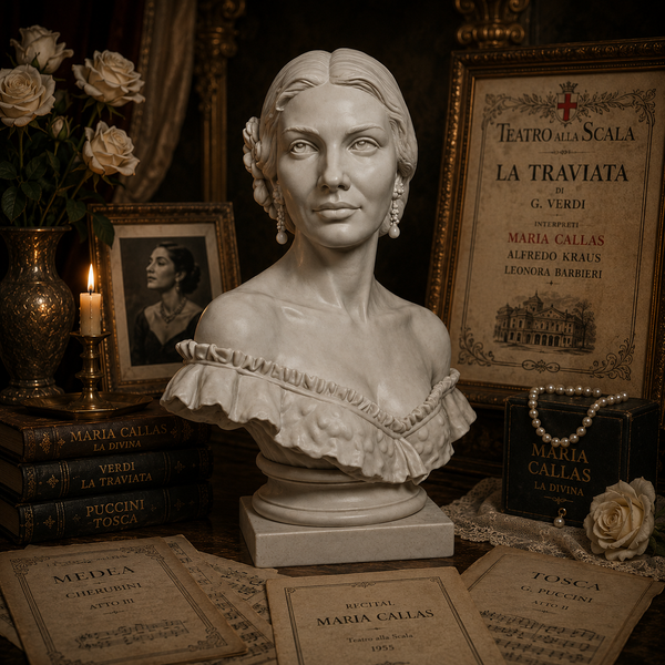 Busto Maria Callas– Alta Definizione – Scolpito per te in Resina o PLA Effetto Marmo
