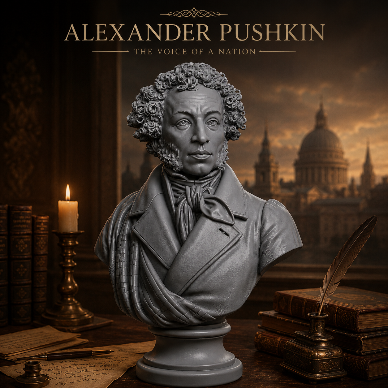 Alexander Pushkin – Finitura Primer Grigio in Resina