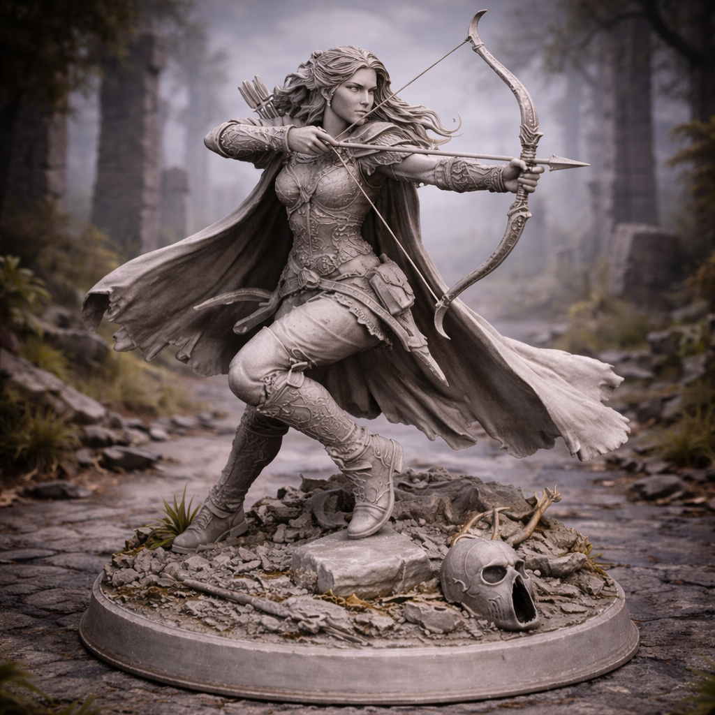 Elfa Arciera delle Radici Antiche – Miniatura Fantasy