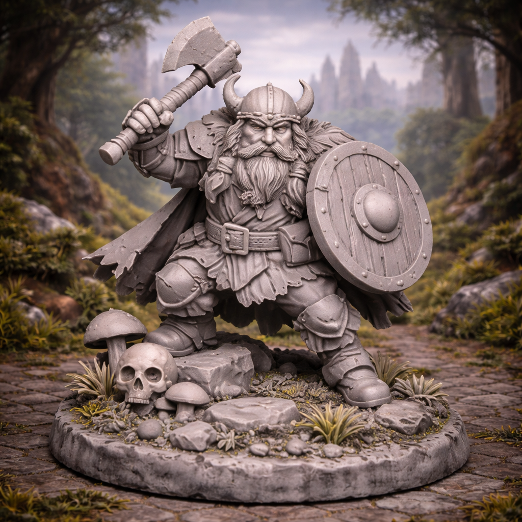 Dwarf Warrior – Miniatura Fantasy 32mm in Resina