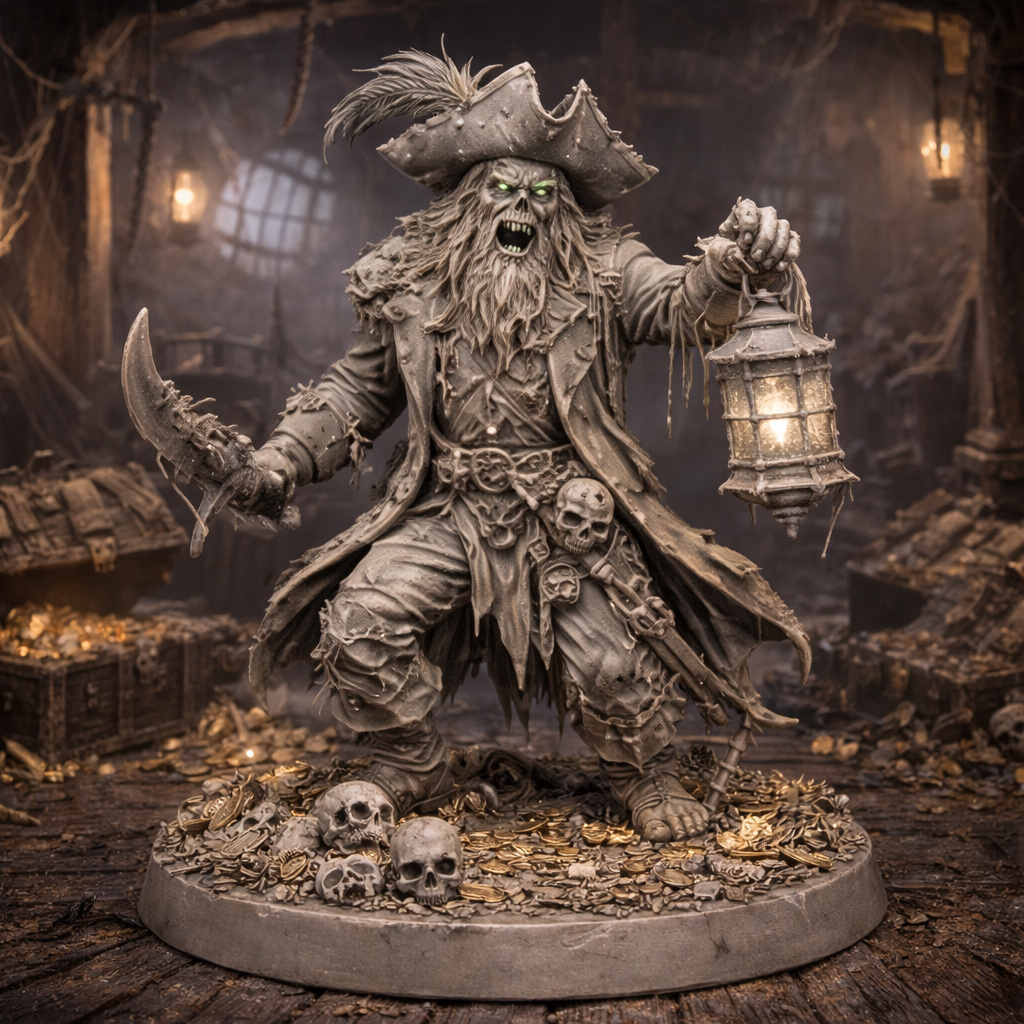 🏴‍☠️ Pirata Non-Morto – Miniatura in Resina